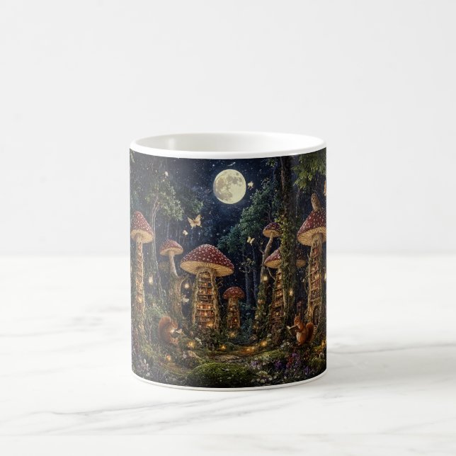 Månljust Svampbibliotek Fantasykonst Kaffemugg (Center)