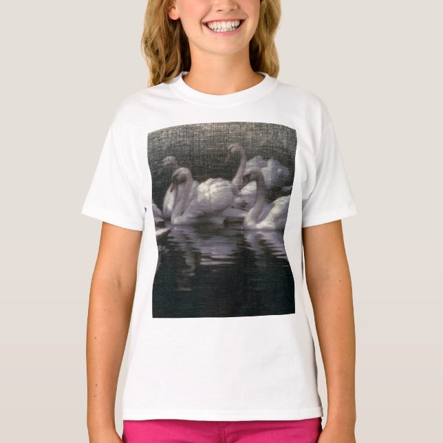 Månljust Svan Sjö T Shirt (Framsida)