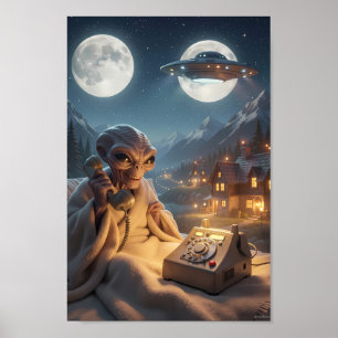 Månljust utomjordiskt telefonväxel i bergsposter poster