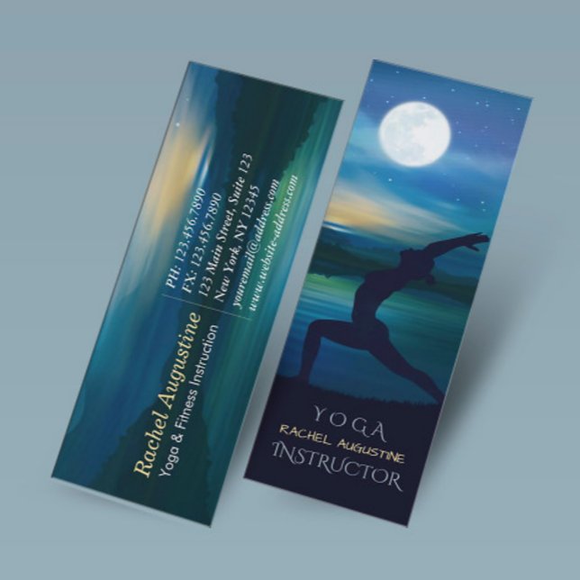 Månljust yoga meditation Halvmåne Hälsning Mini Visitkort (Skapare uppladdad)