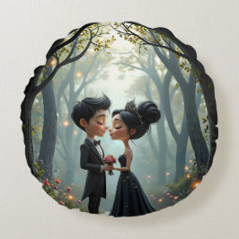 Månljusta löften – en söt gotisk bröllopsstund. rund kudde