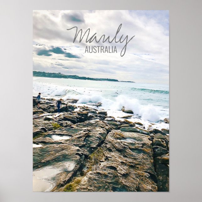 Manly Beach havssurf Australien resa Poster (Framsidan)