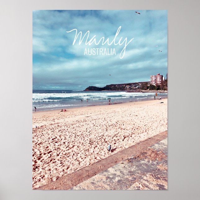 Manly Beach retro Australien Poster (Framsidan)