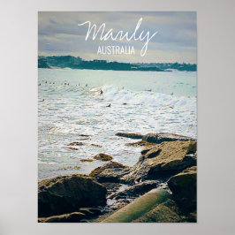 Manly Beach Sea surfa Australien reser Poster