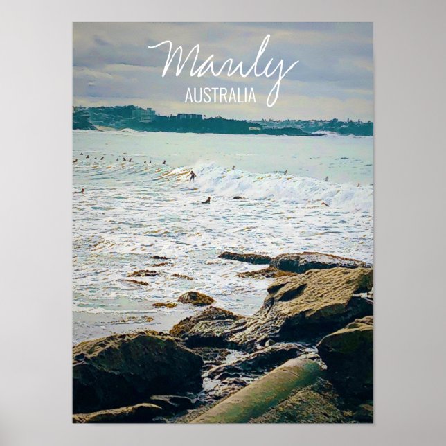 Manly Beach Sea surfa Australien reser Poster (Framsidan)