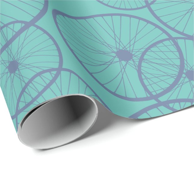 Manly Blue Cyclist Bike Hjul Patterned Presentpapper (Rullad Hörn)