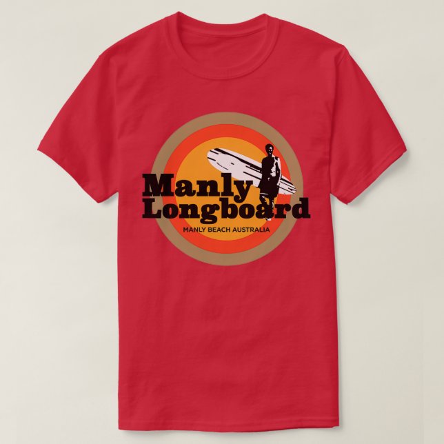 Manly Longboard-surfa T Shirt (Design framsida)