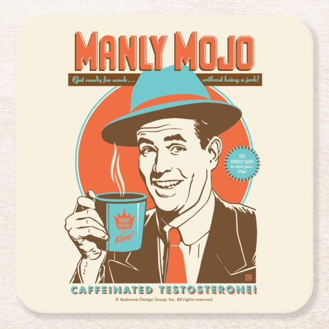 Manly Mojo kaffe Underlägg Papper Kvadrat (Framsidan)