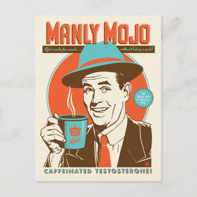 Manly Mojo Kaffe Vykort (Framsida)