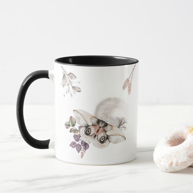 Månlys Moth Grafik Mugg (Med munk)