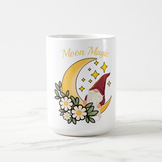 Månmagi Söt Gnome på Halvmåne Blommig Kaffemugg (Center)