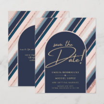 Månnattblå roséguld bröllop med ljust rosa nyans