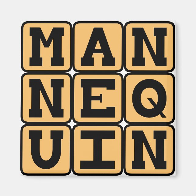 Mannekäng, modeattrapp magnet (Framsidan)