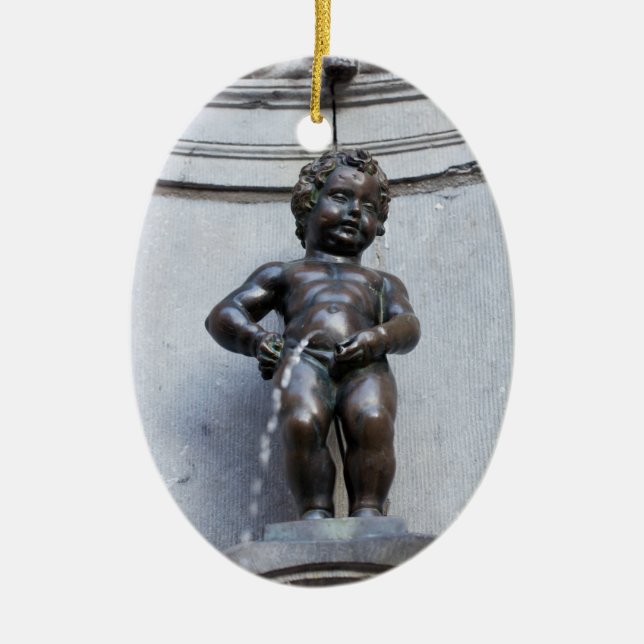 Mannekin Pis i Bryssel Julgransprydnad Keramik (Framsidan)