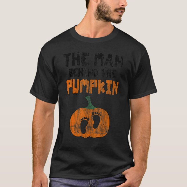 Mannen Bakom Pumpa Halloween T Shirt (Framsida)