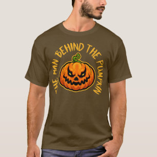 Mannen bakom pumpkin Halloween-dräkten för H T Shirt