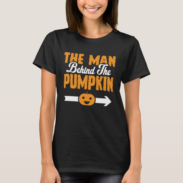 Mannen bakom Pumpkin Mamma för att vara Halloween T Shirt (Framsida)