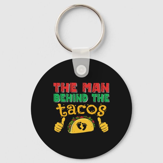 Mannen bakom Taco Mexikanska Pappa Cinco De Mayo Nyckelring (Framsida)