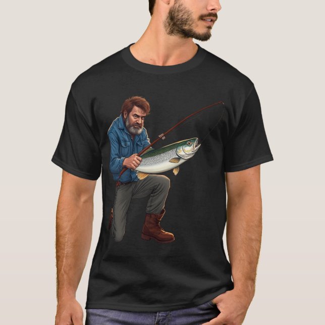 Mannen fångade en fisk t shirt (Framsida)