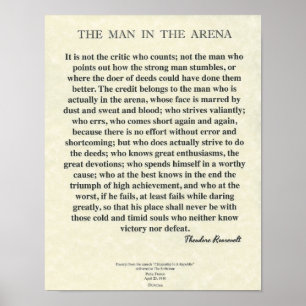 Mannen i Arena-citatet av Theodore Roosevelt Poster