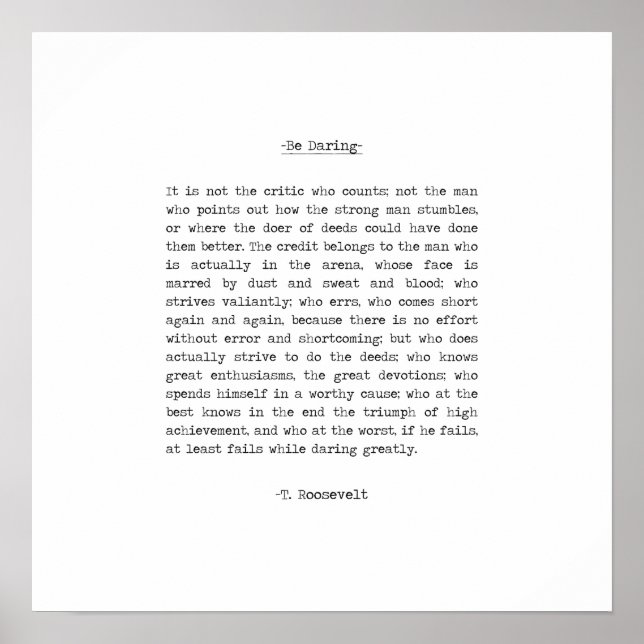 Mannen i Arena-citatet av Theodore Roosevelt Poster (Framsidan)