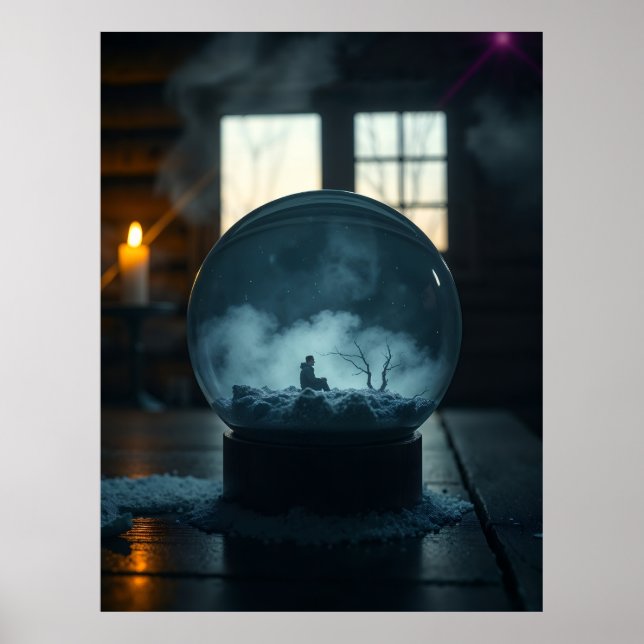 Mannen i globen – Mystiska surrealistiska vägginsp Poster (Framsidan)