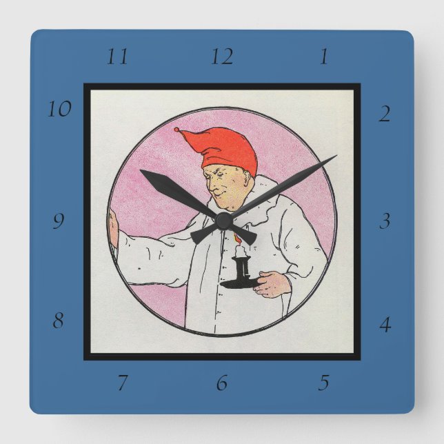 Mannen i Måne Mor Goose Nursery Rhyme Fyrkantig Klocka (Framsida)