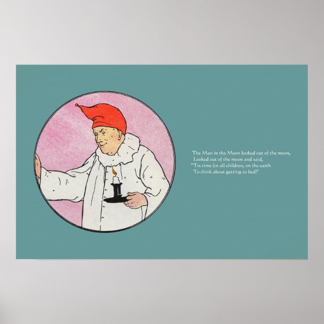 Mannen i Måne Mor Goose Nursery Rhyme Poster (Framsidan)