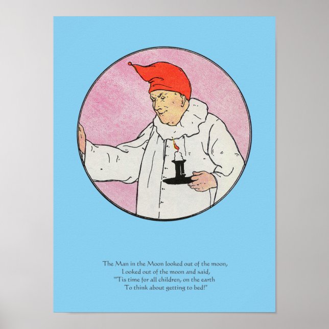 Mannen i Måne Mor Goose Nursery Rhyme Poster (Framsidan)