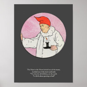 Mannen i Måne Mor Goose Nursery Rhyme Poster