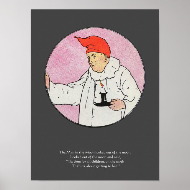 Mannen i Måne Mor Goose Nursery Rhyme Poster (Framsidan)