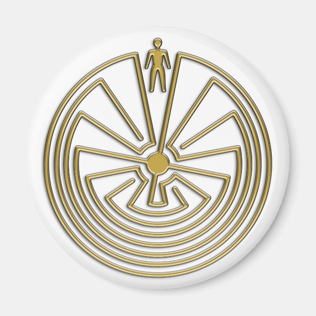 Mannen i Maze - guld Magnet (Framsidan)