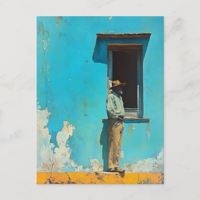 Mannen i skuggan - en Rustik kubansk scen Vykort (Framsida)