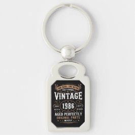 Mannen Legenden Vintage 1986 Födelsedag 40-årsdag Rektangulärt Silverfärgad Nyckelring