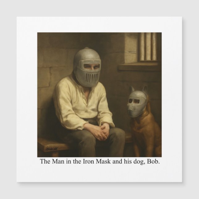 Mannen med järnmasken och hans hund, Bob. (Framsida)
