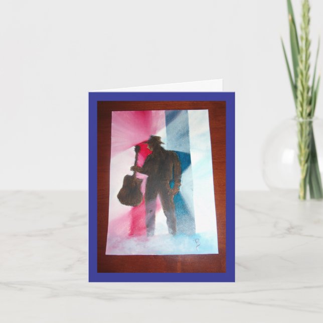 Mannen med tomt anteckningskort insida (Framsida)