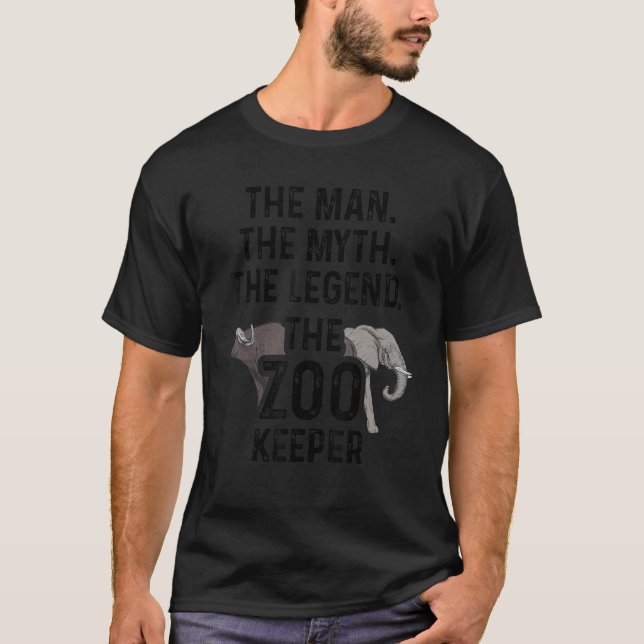 Mannen myten djurparken håller djurskölden. t shirt (Framsida)