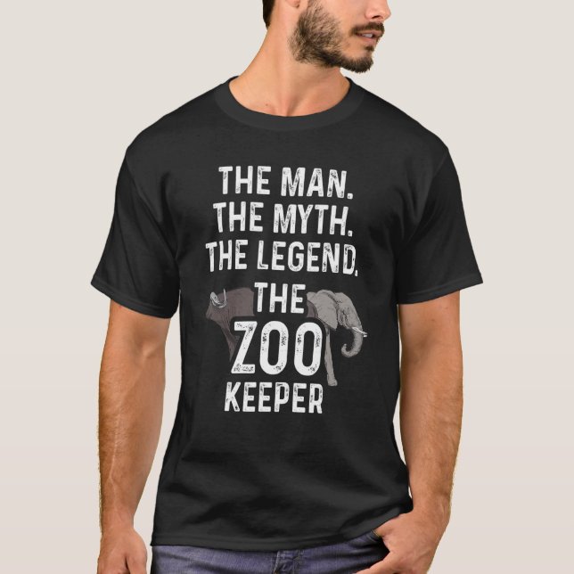 Mannen myten djurparken håller djurskölden. t shirt (Framsida)