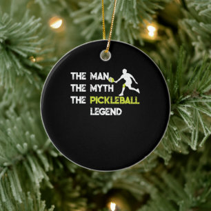 Mannen myten i pickleball-legenden julgransprydnad keramik