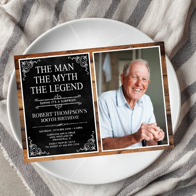 Mannen Myten Legenden 100-årsdag Inbjudningar (Skapare uppladdad)
