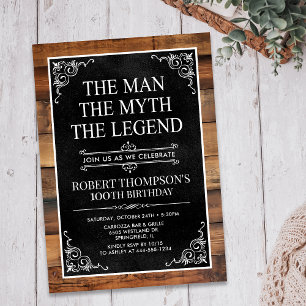 Mannen Myten Legenden 100-årsdag Inbjudningar