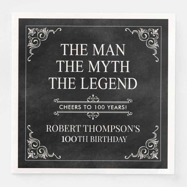 Mannen Myten Legenden 100-årsdag Pappersservett (Framsida)