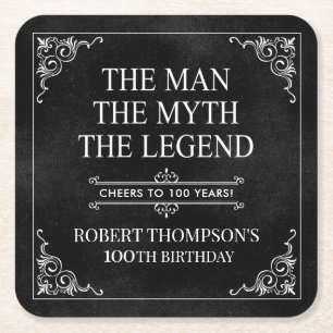 Mannen Myten Legenden 100-årsdag Underlägg Papper Kvadrat