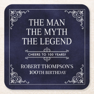 Mannen Myten Legenden 100-årsdag Underlägg Papper Kvadrat