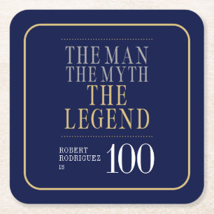 Mannen Myten Legenden 100-årsdag Underlägg Papper Kvadrat