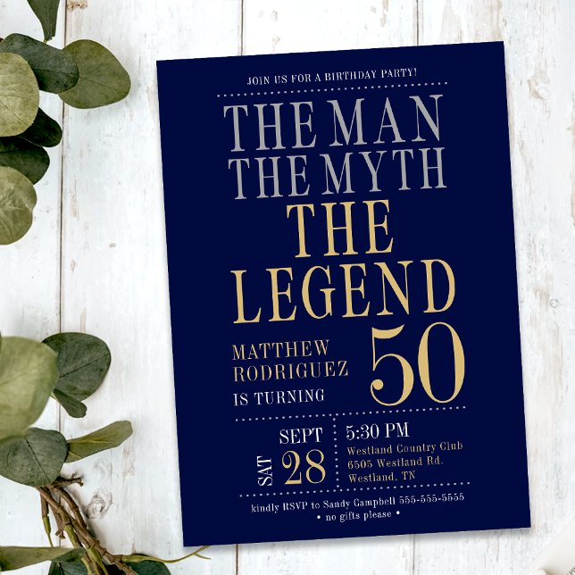 Mannen Myten Legenden 50-årsfest Inbjudningar (Skapare uppladdad)