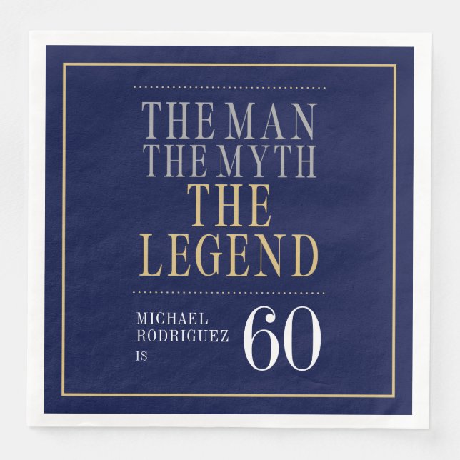 Mannen Myten Legenden 60-årsdag  Pappersservett (Framsida)
