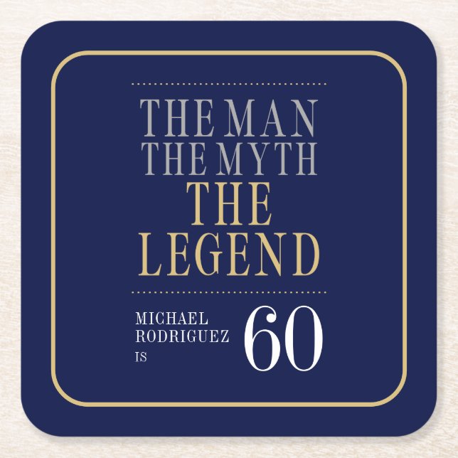 Mannen Myten Legenden 60-årsdag Underlägg Papper Kvadrat (Framsidan)
