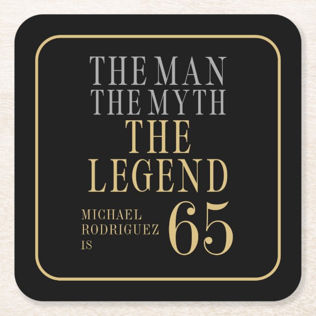 Mannen Myten Legenden 65-årsdag Underlägg Papper Kvadrat (Framsidan)