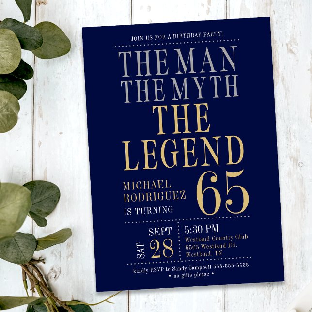 Mannen Myten Legenden 65-årsfest Inbjudningar (Skapare uppladdad)